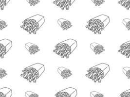 french fries cartoon character seamless pattern on white background vector