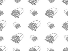 french fries cartoon character seamless pattern on white background vector