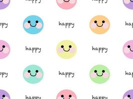 Smile emoji cartoon character seamless pattern on white background vector