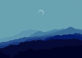 noche montañas paisaje vector diseño ilustración