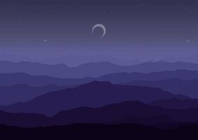 night mountains landscape vector design illustration