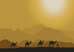 camel in the desert landscape vector illustration
