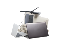 Image of stacked computers. concept of internet sharing and technology png