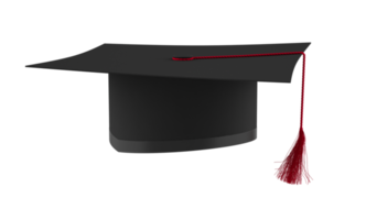 graduación sombrero. logrado graduación y éxito en estudios. 3d representación png