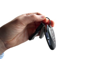 Hand holds a car keys with central locking png