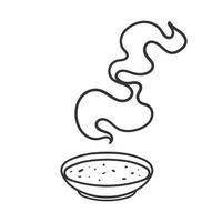 hand drawn doodle food in a bowl with hot steam illustration vector