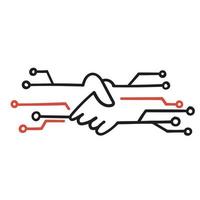 hand drawn doodle digital handshake illustration vector