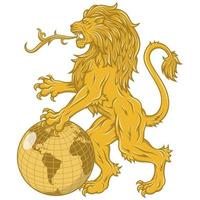 Vector design of lion with the planet