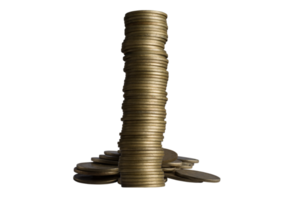 Isolated pile of golden money coins as richness concept png