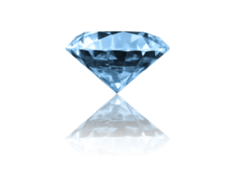 Image of big diamond with reflection 3d rendering png