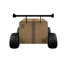 Cardboard package on a trolley with wheels. concept of fast and express delivery png