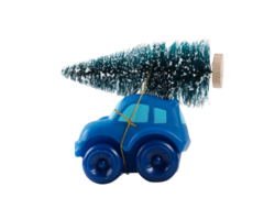 Ready to xmas with christmas tree on the roof of a toy car png