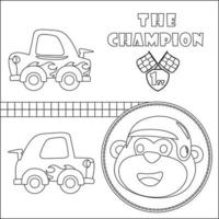 Little animal racer, vector cartoon, Cartoon isolated vector illustration, Creative vector Childish design for kids activity colouring book or page.