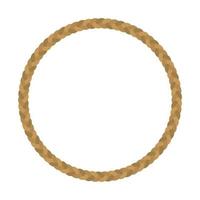 Real brown braid rope circle on a white background vector frame.