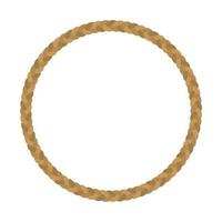 Real brown braid rope circle on a white background vector frame.