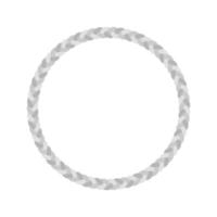 Grey braided rope circle frame vector. Circular lasso cord border. Realistic round string braiding. vector