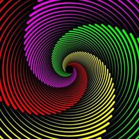 Pink, green, yellow, and red swirl pattern lines vector background. Spiral vortex line wallpaper design.