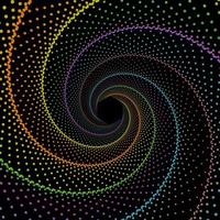 Dotted hexagonal spiral vortex vector background.