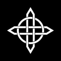 White celtic knot logo isolated on a black background vector illustration.