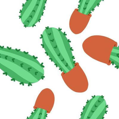 Cacti pattern. Vector illustration in cartoon flat style isolated on white background.
