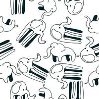 Elephants seamless pattern. Vector illustration in cartoon flat style isolated on white background.