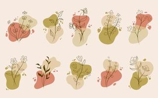 Set of Abstract Floral Line Art vector