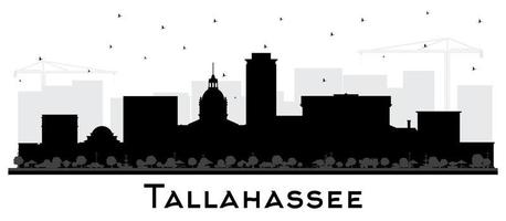 Tallahassee Florida City Skyline Silhouette with Black Buildings Isolated on White. Vector Illustration. Tallahassee Cityscape with Landmarks.