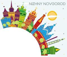 Nizhny Novgorod Russia City Skyline with Color Buildings, Blue Sky and Copy Space. Nizhny Novgorod Cityscape with Landmarks. vector