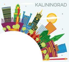 Kaliningrado Rusia ciudad horizonte con color edificios, azul cielo y Copiar espacio. Kaliningrado paisaje urbano con puntos de referencia vector