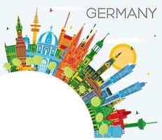 Germany City Skyline with Color Buildings, Blue Sky and Copy Space. Vector Illustration. Germany Cityscape with Landmarks.