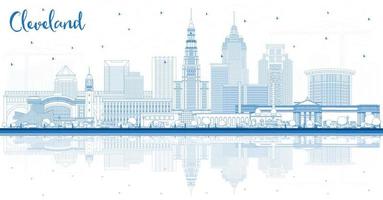 contorno cleveland Ohio ciudad horizonte con azul edificios y reflexiones vector ilustración. cleveland Estados Unidos paisaje urbano con puntos de referencia