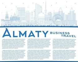 contorno almaty Kazajstán ciudad horizonte con azul edificios y Copiar espacio. vector ilustración. almaty paisaje urbano con puntos de referencia