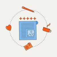 write journal. blogging, journalism concept flat vector icon illustration