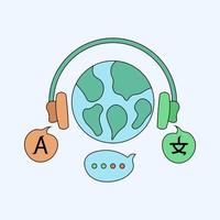 language translation. global service support concept. flat vector icon illustration