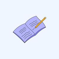 Writing Book and pencil. storytelling and education concept. flat cartoon icon illustration. vector