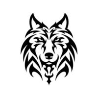 logotipo de cabeza de lobo tribal. diseño de tatuaje. Ilustración de vector de plantilla animal