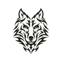 logotipo de cabeza de lobo tribal. diseño de tatuaje. Ilustración de vector de plantilla animal