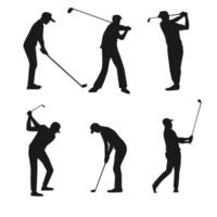 Vector golf swing silhouette set
