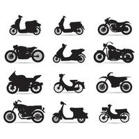 motorcycle vector set in silhouette style