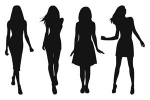 vector set of women in silhouette style