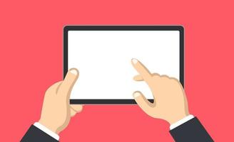 Person Using Touchscreen Tablet Vector Illustration