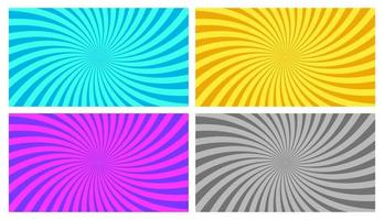 Colorful Motion Sunburst Vintage Wide Vector Background Set