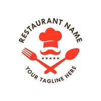 Food Restaurant Moustache Hat Logo Spoon Fork Vector Symbol