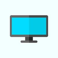 Flat Computer Monitor Screen Isolated Vector Icon Illustration