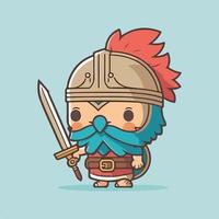 Chibi Kawaii Spartan Strong Charater Cartoon Vector Illustration eps 10