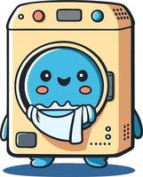 Laundry machine chibi kawaii style 2d vectro illustration style eps10 vector