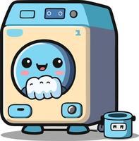 Laundry machine chibi kawaii style 2d vectro illustration style eps10 vector