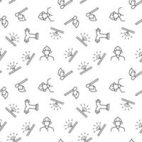Vector seamless pattern of shower, fire extinguisher, water, matches, firefighter on white background. It can be used for printing on various surfaces