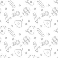 Vector seamless pattern of compass, pencil, brick wall, liner and star is made of various element