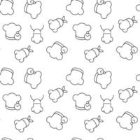 Seamless vector repeating pattern of various chef hats. It can be used for web sites, apps, clothes, covers, banners etc